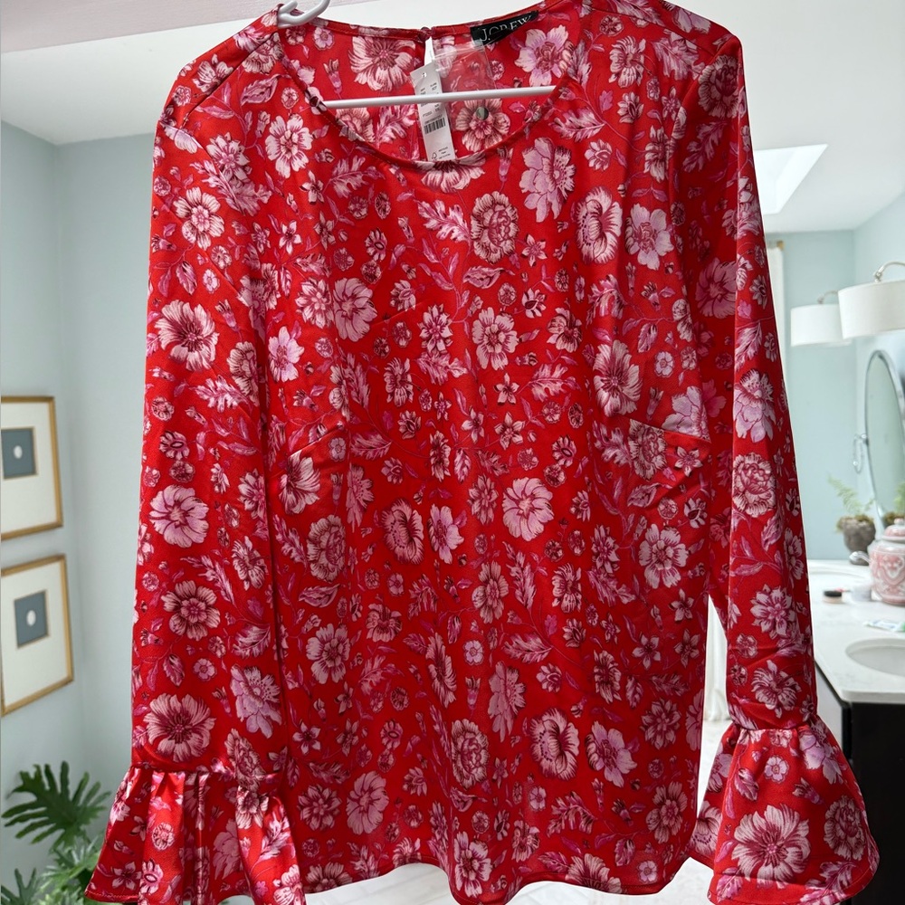 Jones New York Red Floral Women's Top
